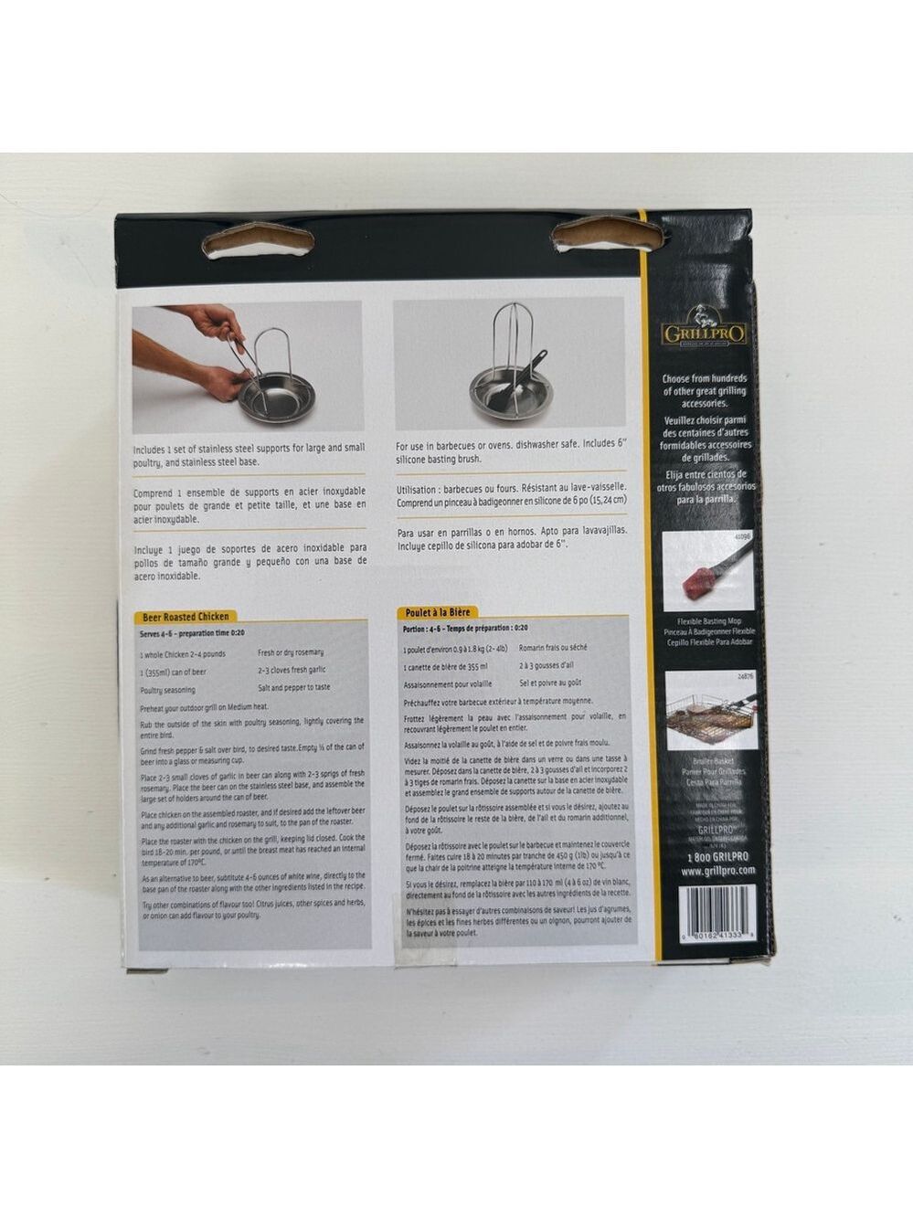GrillPro Stainless Steel Beer Can Chicken Roaster BBQ Grill Tool New Sealed - Picture 2 of 2